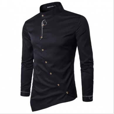 Shuliqi High Quality Wear Clothes Wholesale Oblique Hem Mens Cotton Formal Shirts Casual Shirts